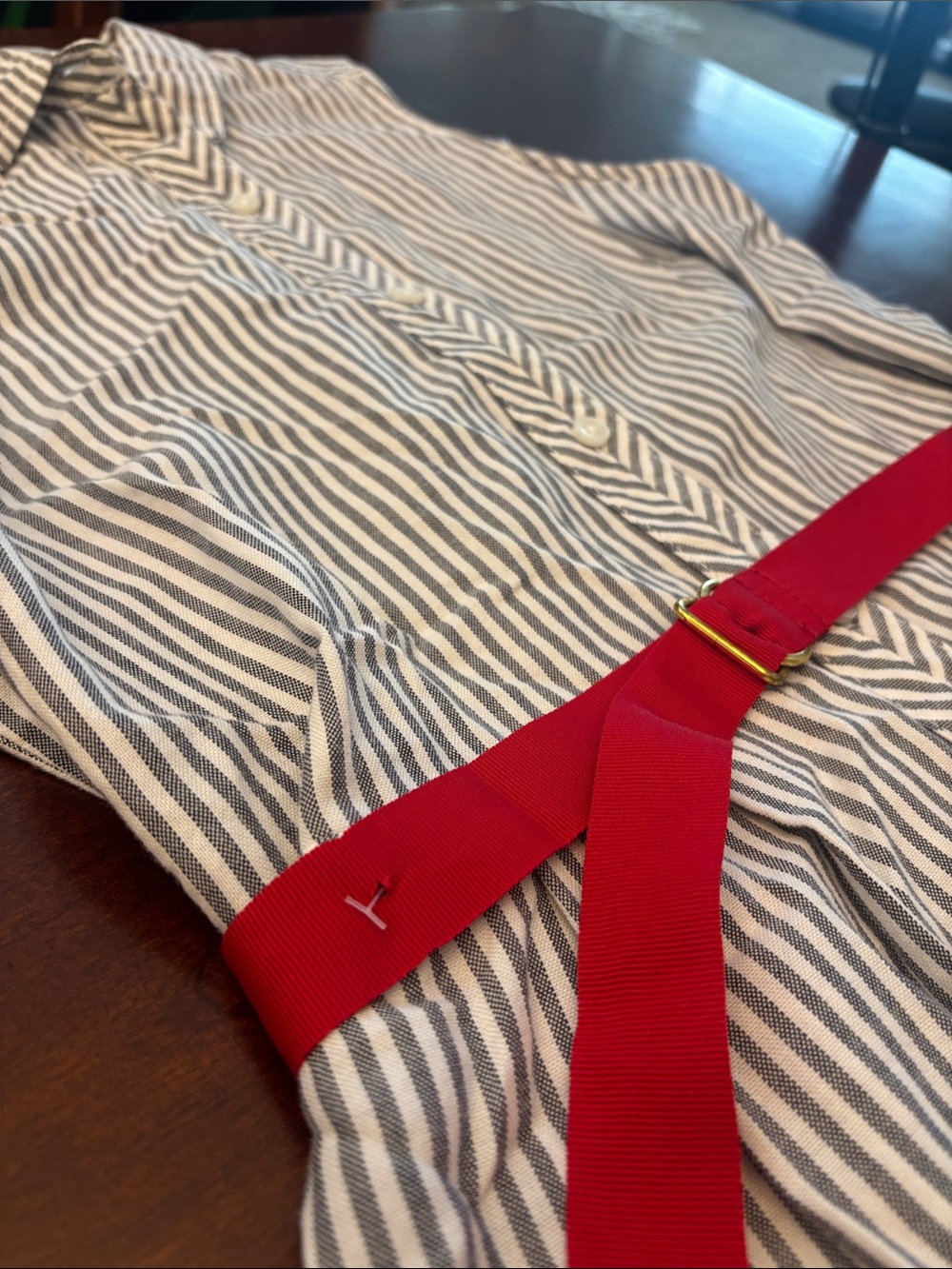 Tommy Hilfiger Blue and White Striped Sleeveless Shirt Dress with Red Belt - Picture 3 of 8